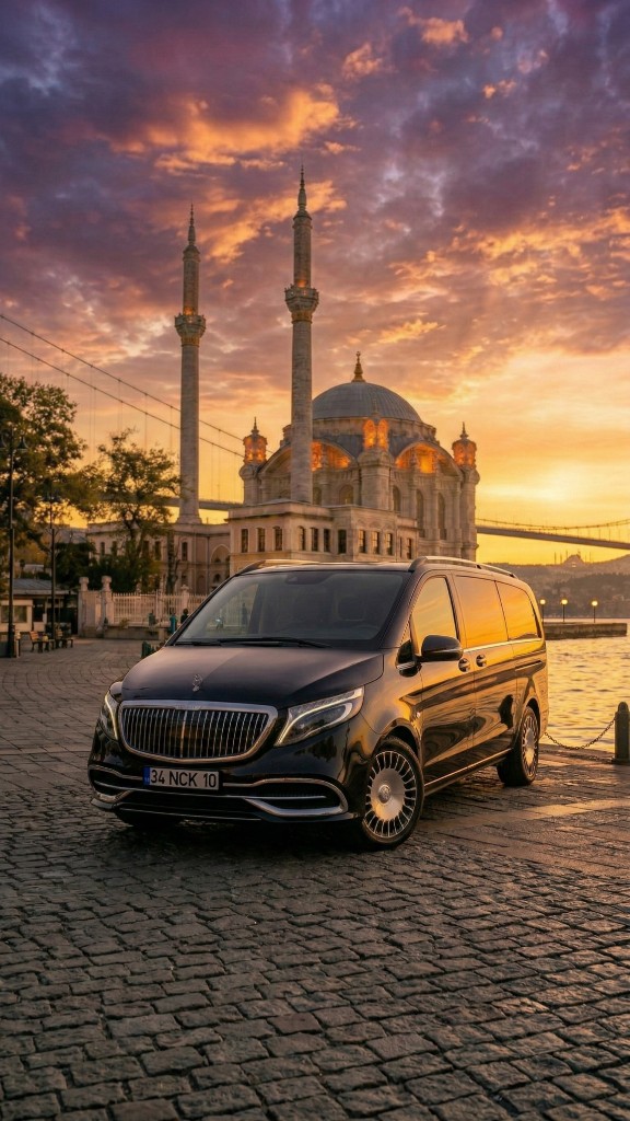 Luxury Mercedes-Benz Vito VIP by Ortaköy Mosque in Istanbul